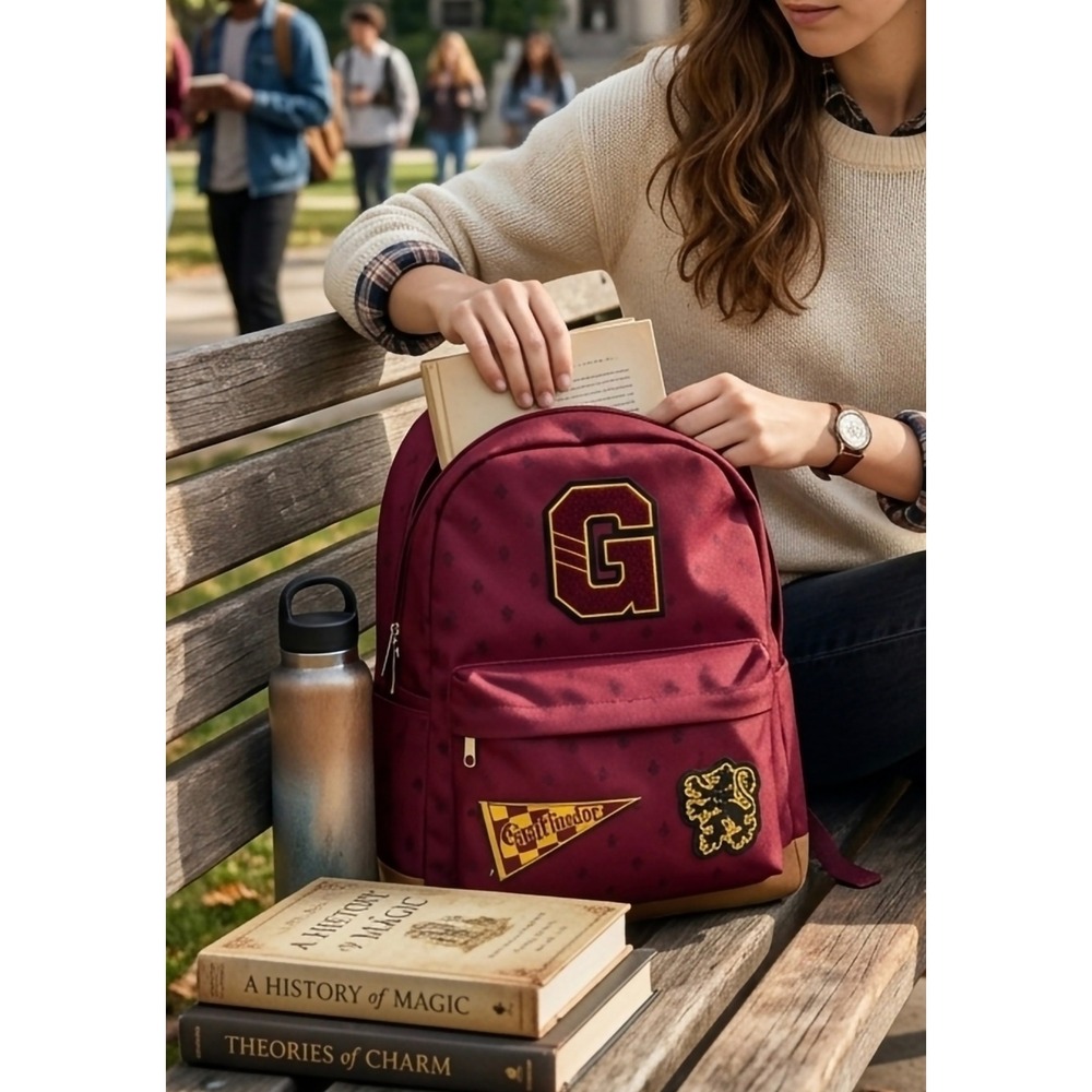 Harry Potter Gryffindor Backpack Burgundy Varsity Patch School Bag Kids New